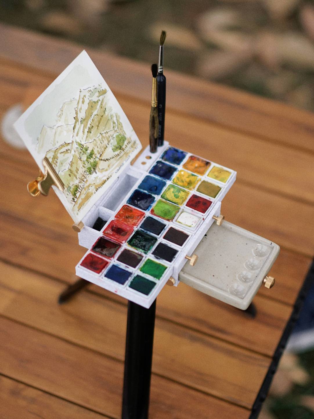 Outdoor Sketching Easel Solid Watercolor Paint Box