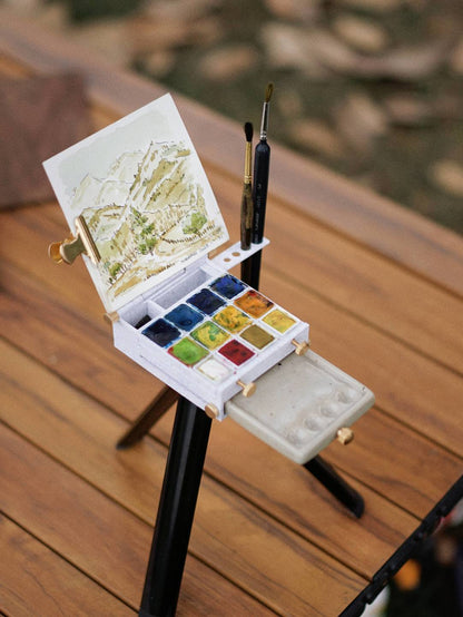 Outdoor Sketching Easel Solid Watercolor Paint Box