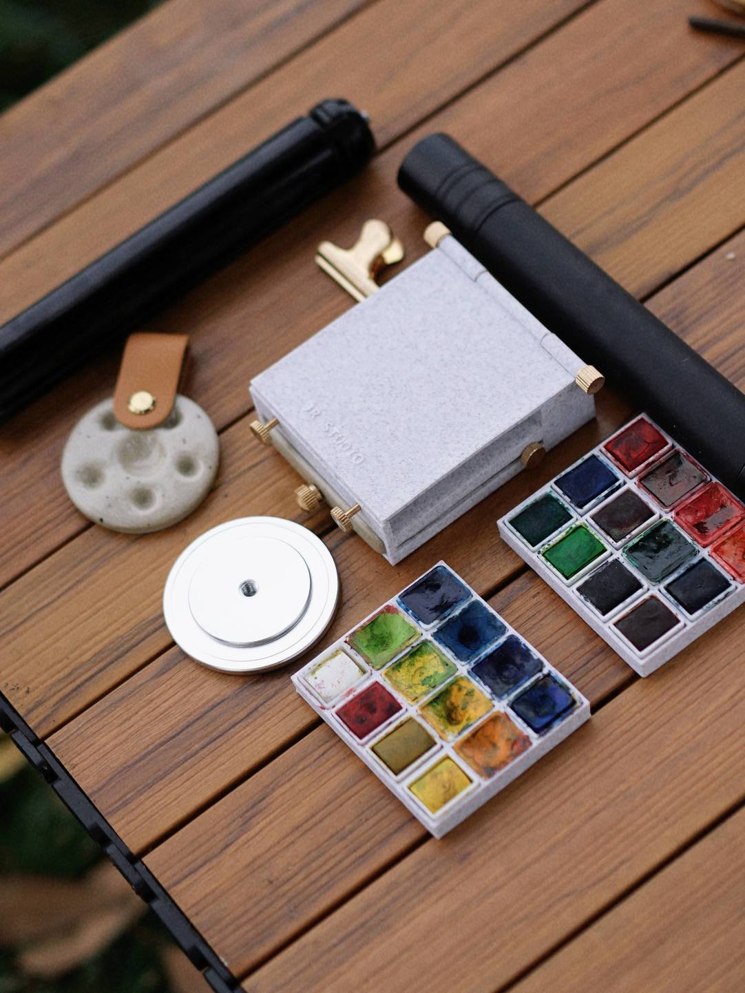 Outdoor Sketching Easel Solid Watercolor Paint Box