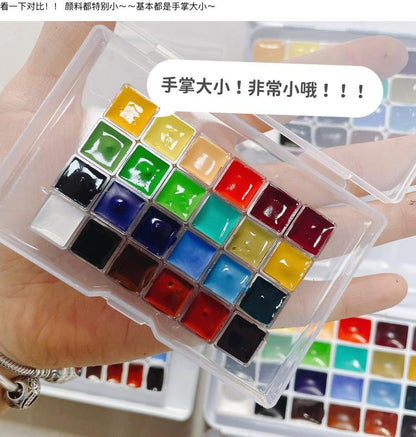 Wooden Compact Portable  12 Grid Mini Watercolor Travel Box