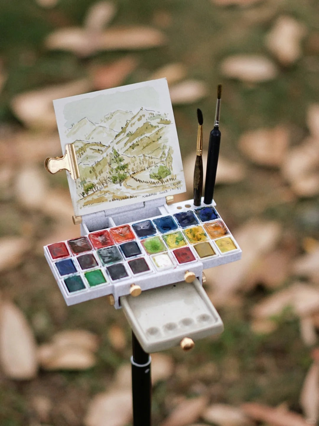 Outdoor Sketching Easel Solid Watercolor Paint Box