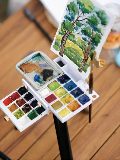 Outdoor Sketching Easel Solid Watercolor Paint Box