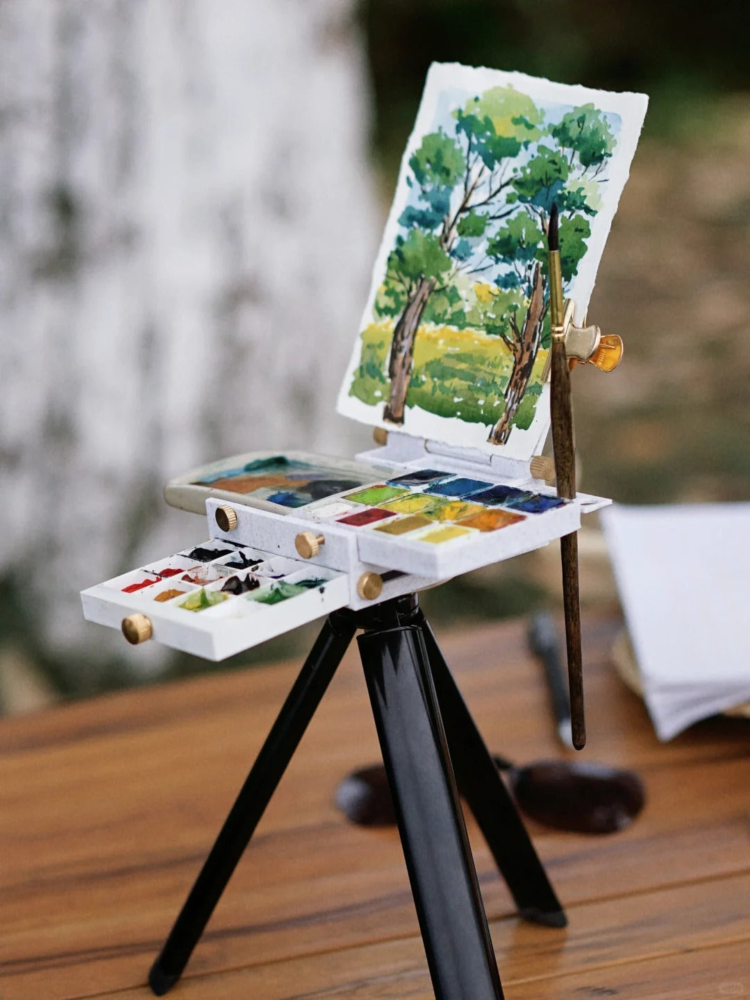 Outdoor Sketching Easel Solid Watercolor Paint Box