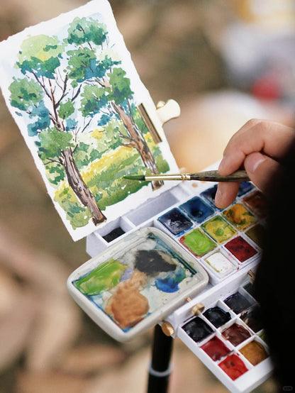 Outdoor Sketching Easel Solid Watercolor Paint Box