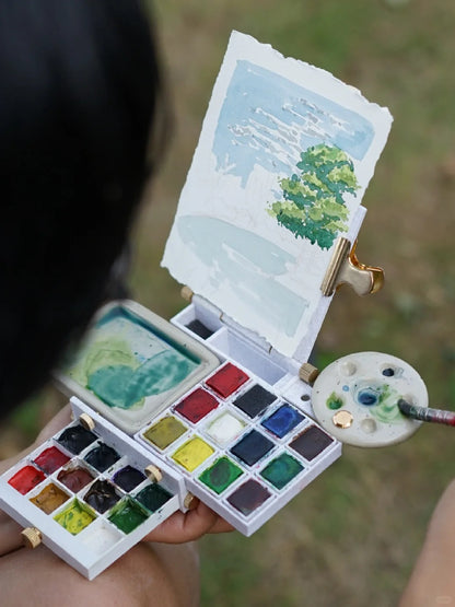 Outdoor Sketching Easel Solid Watercolor Paint Box