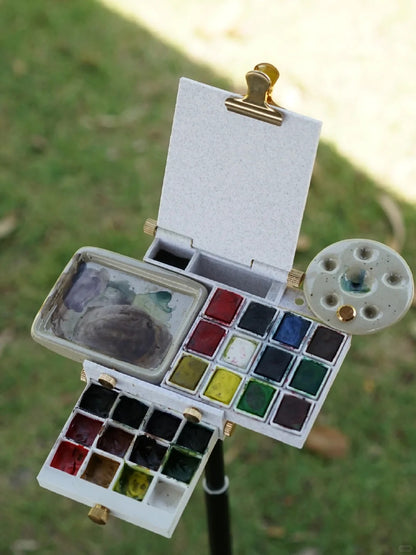 Outdoor Sketching Easel Solid Watercolor Paint Box