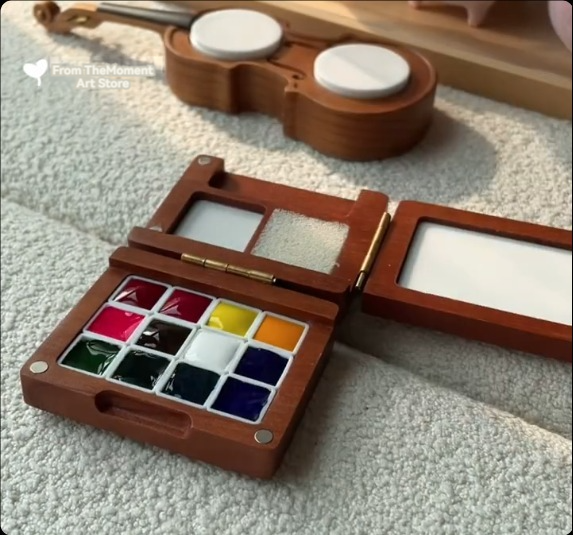 mini travel watercolor box 12 color  artist paint case