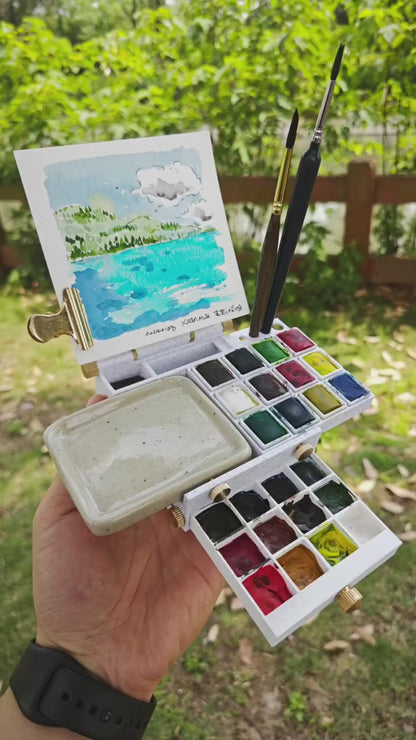 Outdoor Sketching Easel Solid Watercolor Paint Box